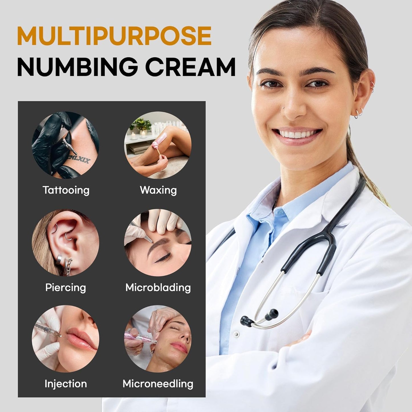 Adellina Tattoo Numbing Cream Maximum Strength: 6 Hours Painless (50g/1.7fl.oz)