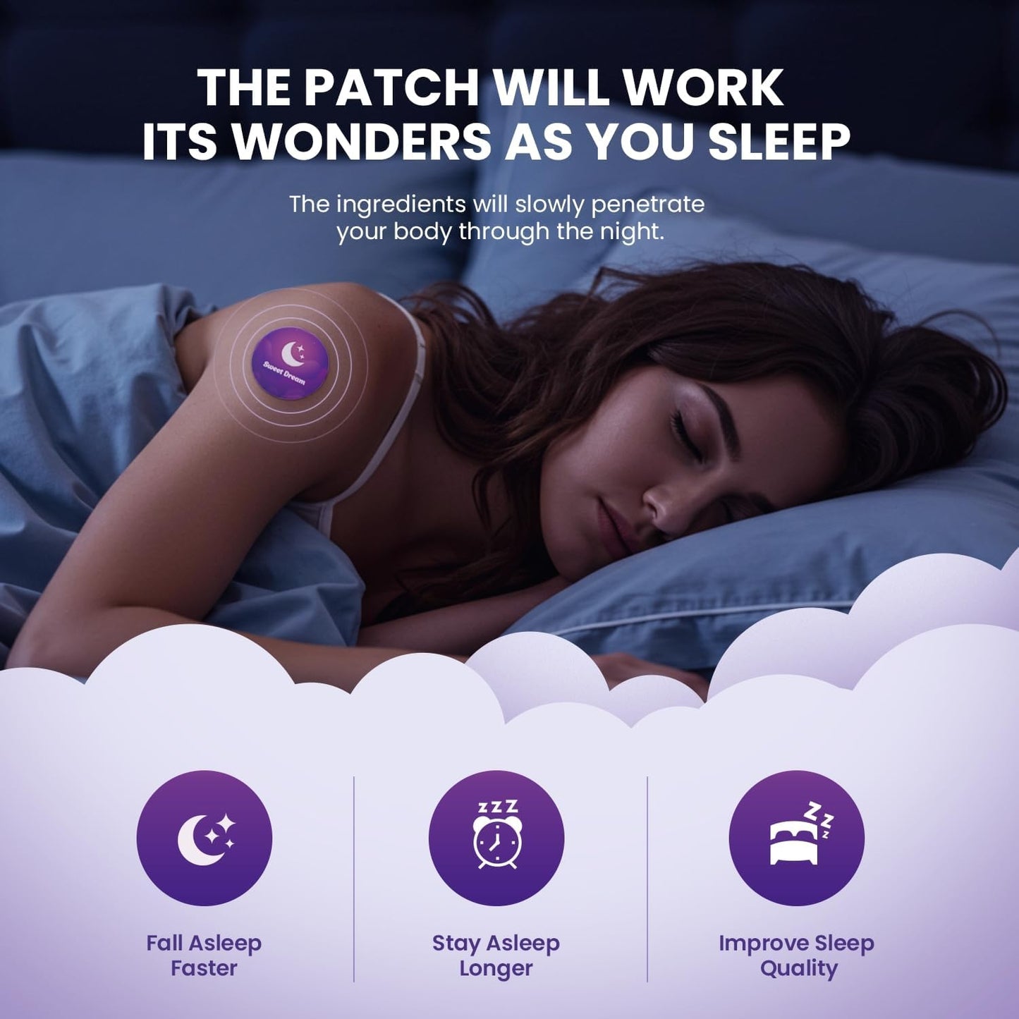 Sleep Patches for Adults Extra Strength: Easy-to-Apply Sleep Patch with Melatonin & Valerian 30 Patches (Purple)