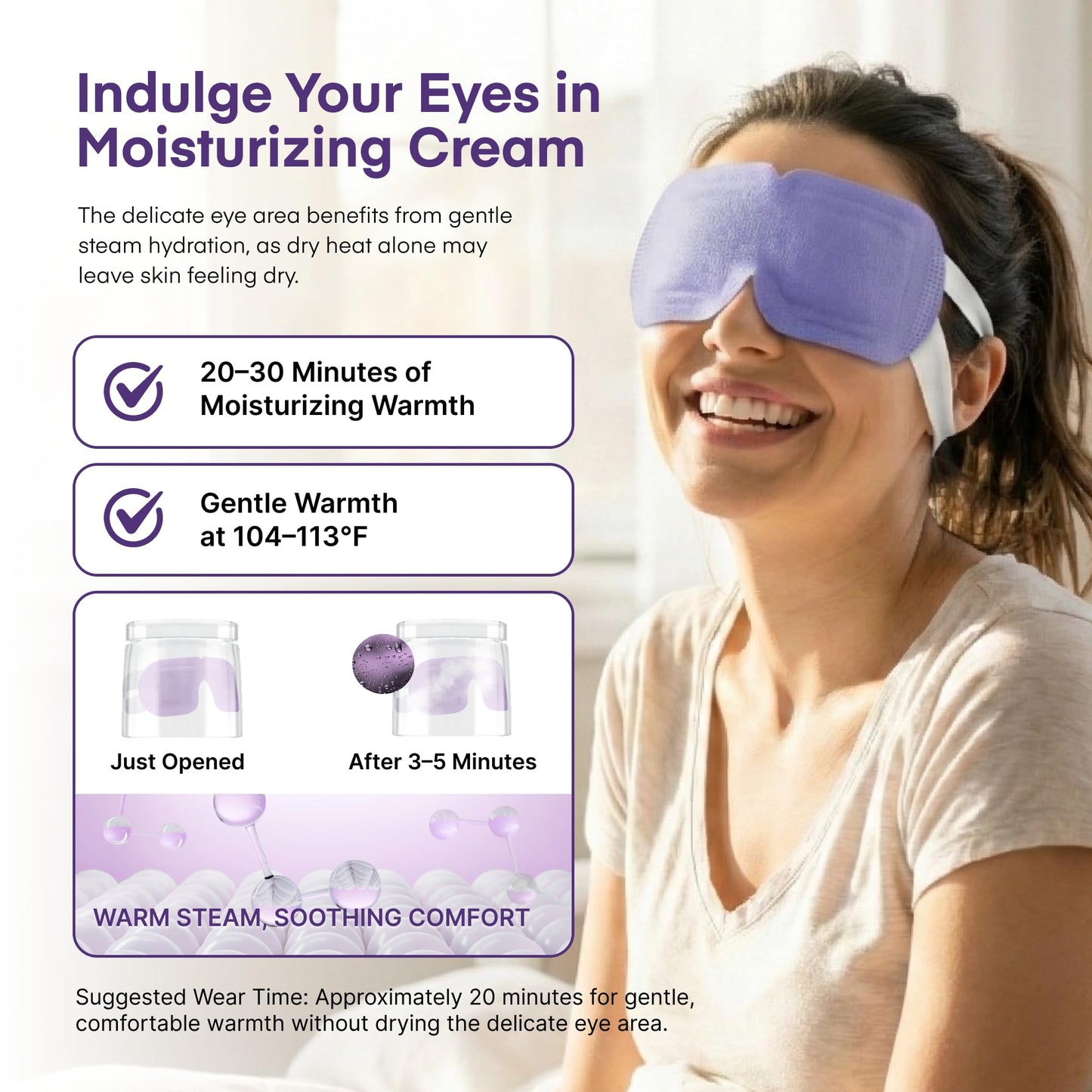 Steam Eye Mask for Dry Eyes – Self Heating Eye Mask for Sleep & Relaxation (30 Pack) | Adellina
