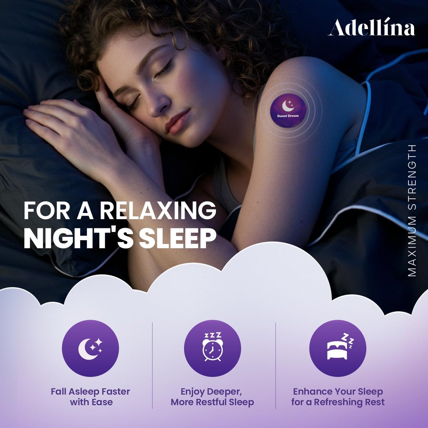 Sleep Patches for Adults Extra Strength: Easy-to-Apply Sleep Patch with Melatonin & Valerian 30 Patches (Purple)