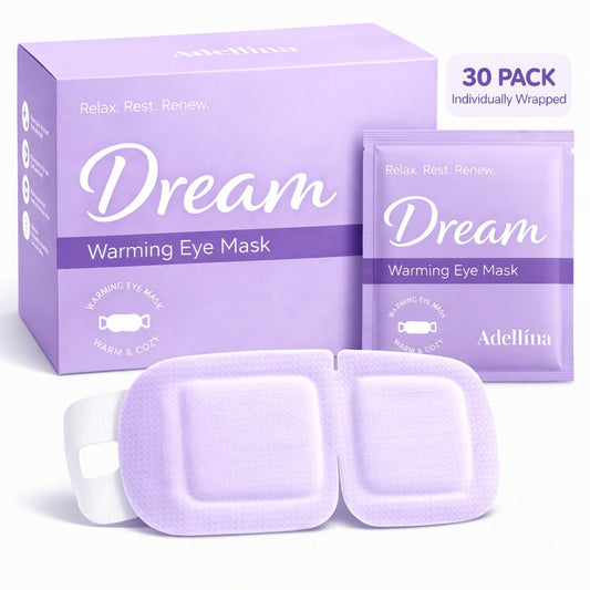 Steam Eye Mask for Dry Eyes – Self Heating Eye Mask for Sleep & Relaxation (30 Pack) | Adellina